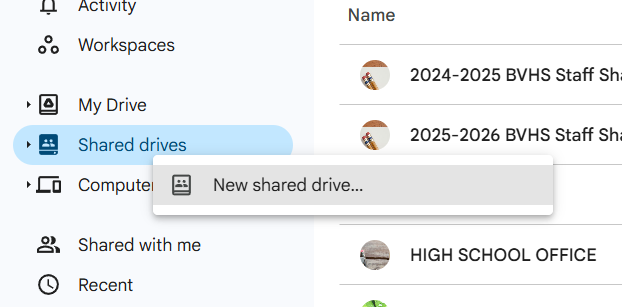 New Shared Drive