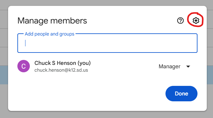 Shared Drive Settings Alternate Cog